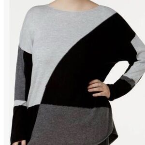 INC Color Block crew neck Sweater size XL petite